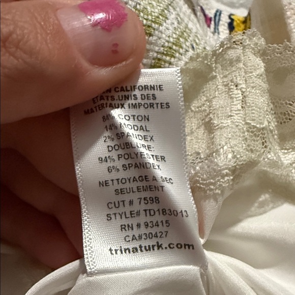 Trina Turk Aptos Halter Neck Floral Print Shift Dress White Multicolor Size 10 - Picture 4 of 10